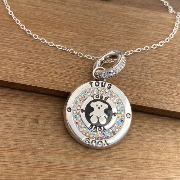 Necklace Earrings Set Bear Imitation 925 Sterling Silver Crystal Oso Plata 925 - Picture 4 of 7